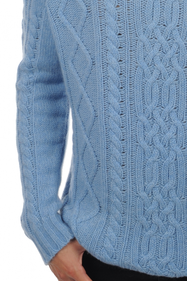 Cashmere men chunky sweater platon azur blue chine 4xl