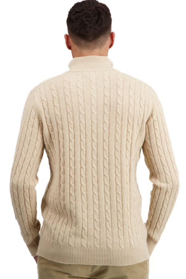 Cashmere men chunky sweater taurus natural beige l