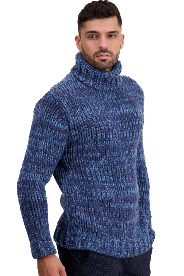 Cashmere men chunky sweater togo indigo manor blue azur blue chine 4xl