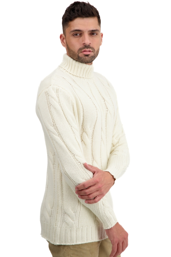 Cashmere men chunky sweater triton natural ecru l