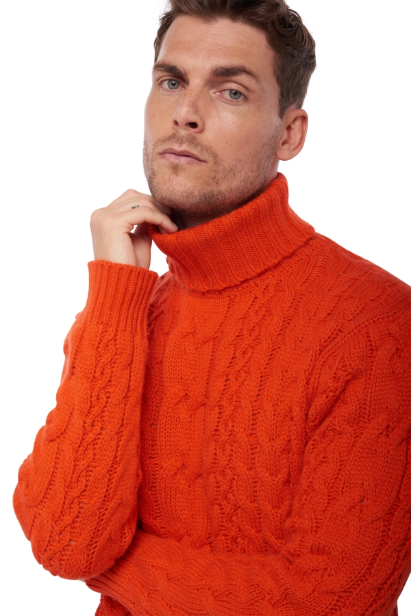 Cashmere men chunky sweater villepinte bloody orange xs