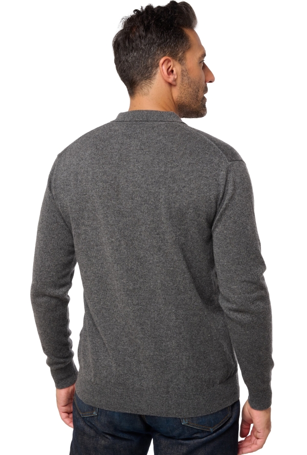 Cashmere men polo style sweaters tarn first dark grey m