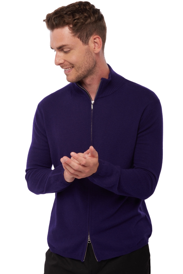 Cashmere men zip hood elton deep purple xs