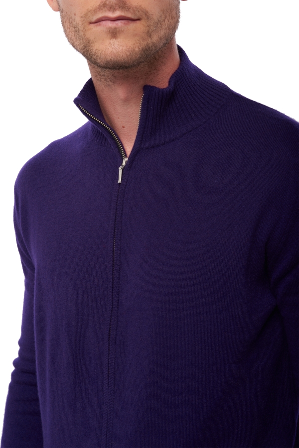 Cashmere men zip hood elton deep purple xs