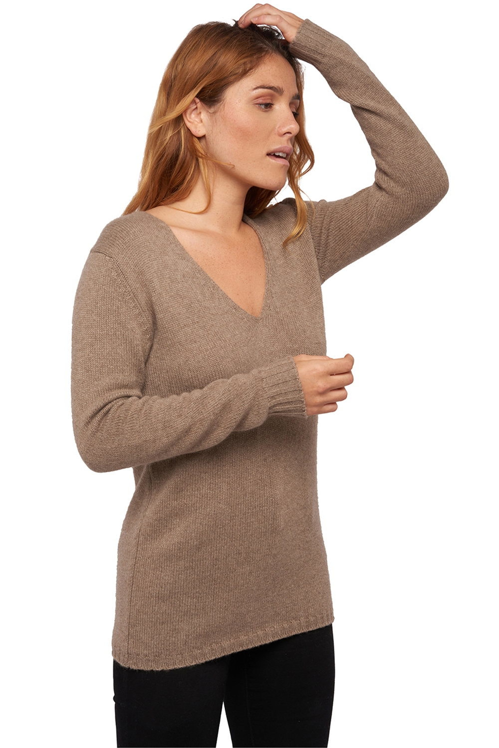  ladies chunky sweater natural vava natural brown s