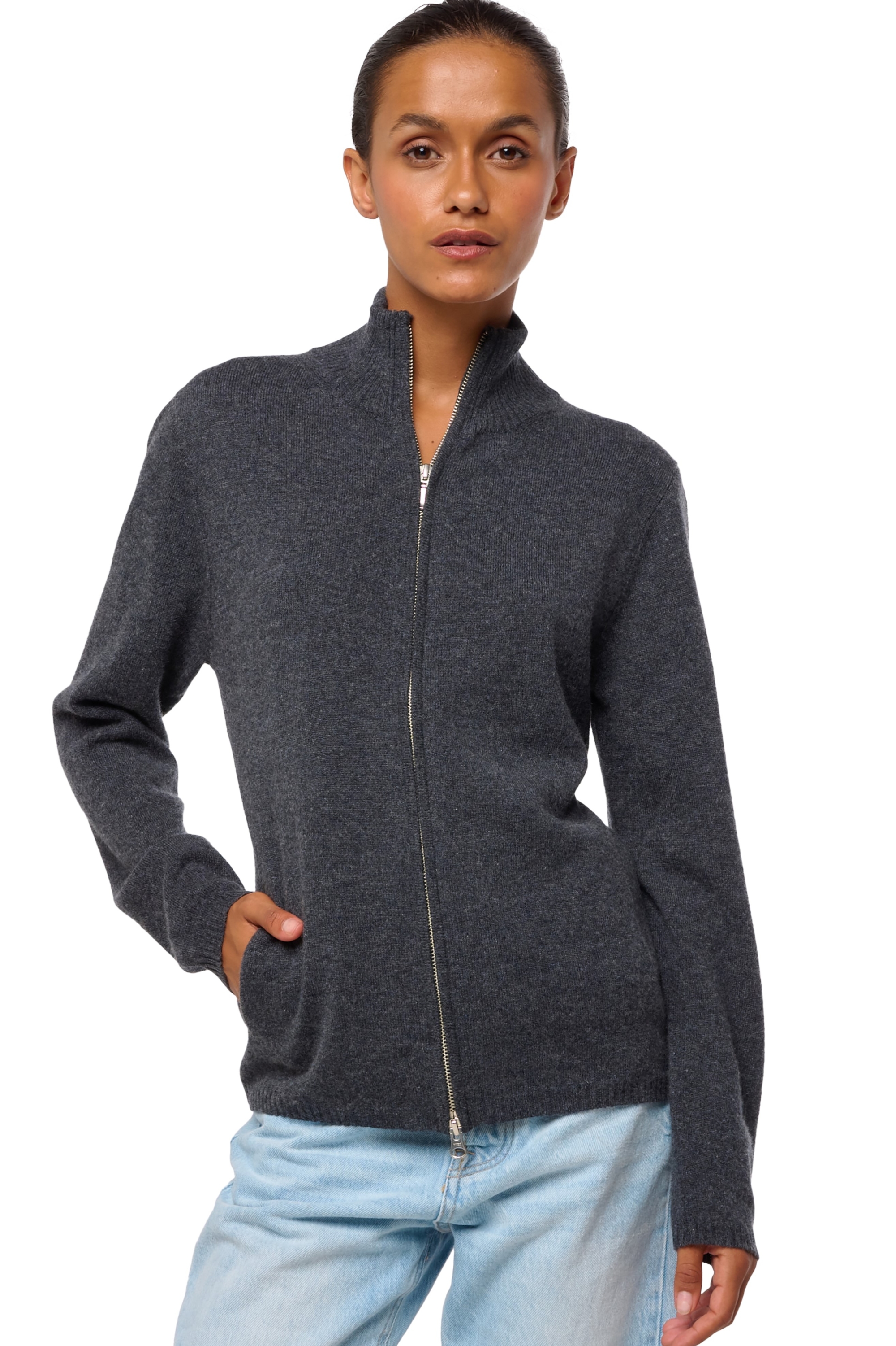 Cashmere ladies basic sweaters at low prices thames first dark grey 2xl