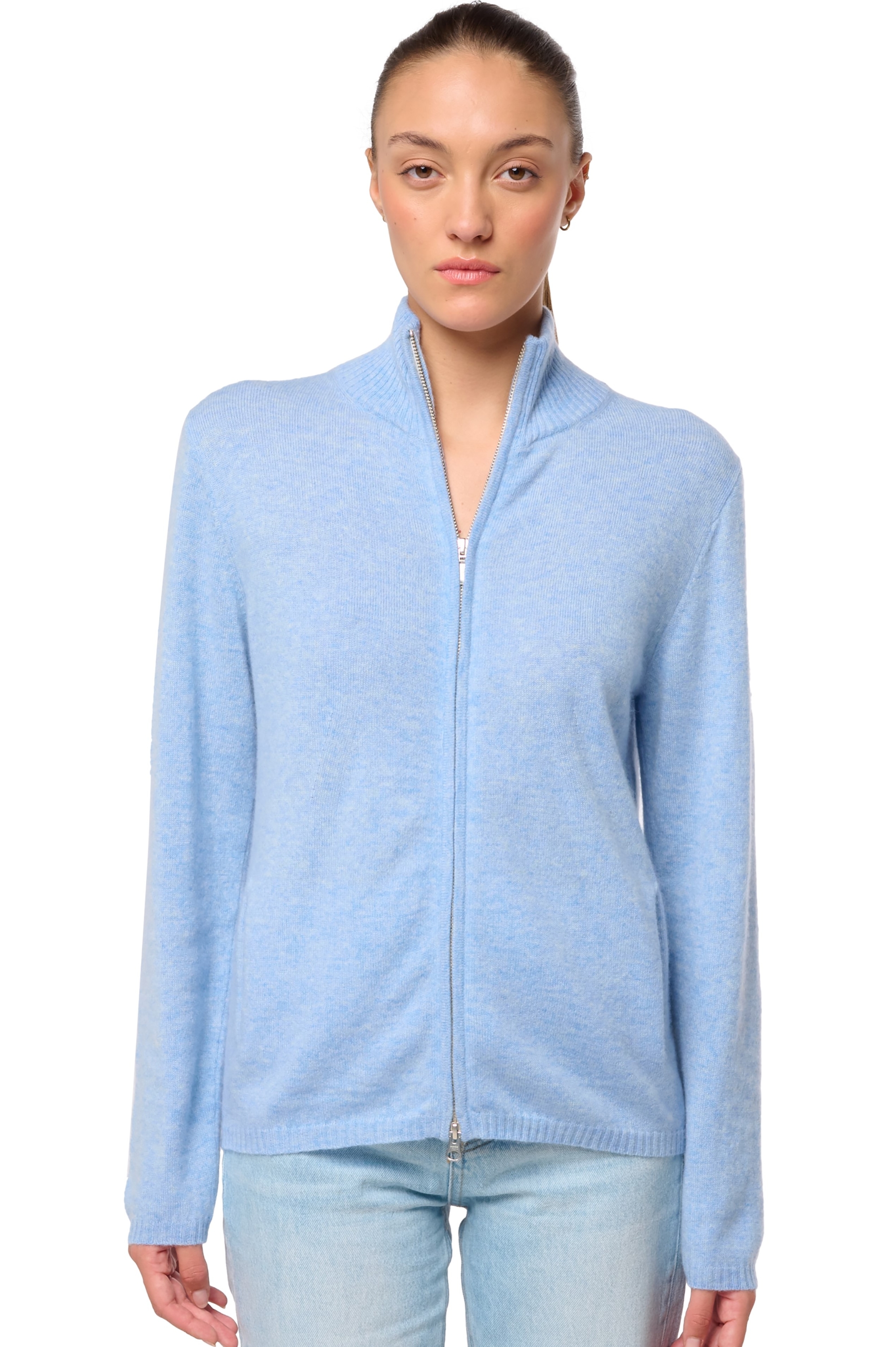 Cashmere ladies cardigans thames first powder blue m