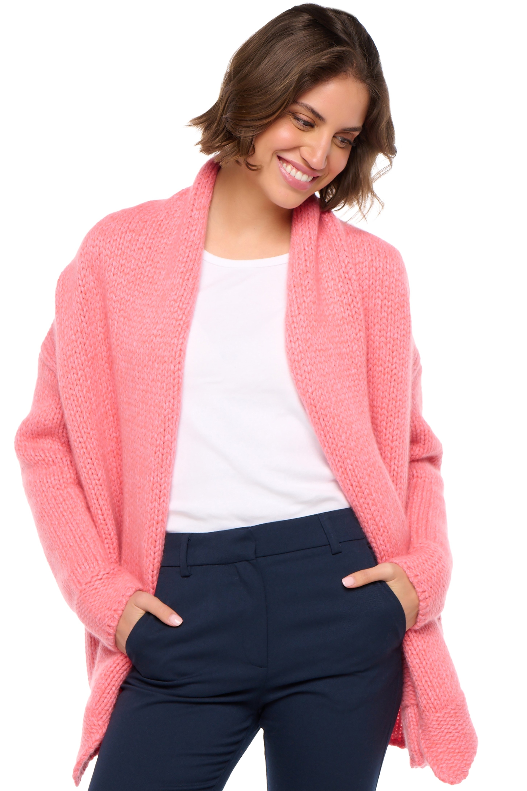 Cashmere ladies cardigans vienne peach pink lavender l