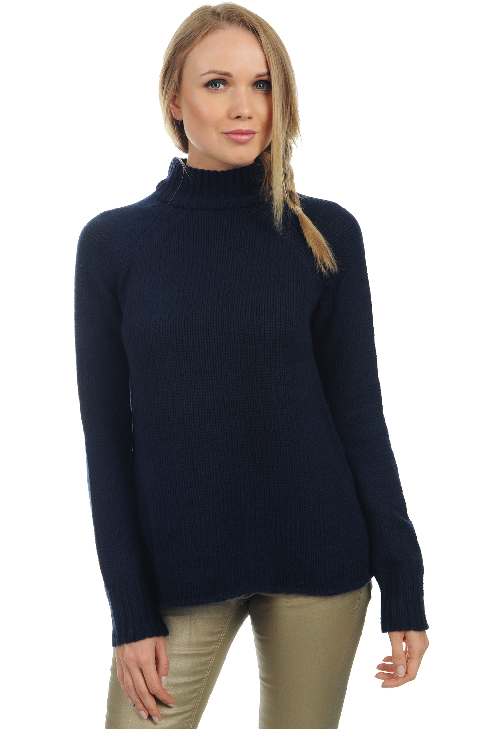 Cashmere ladies chunky sweater louisa dress blue xs
