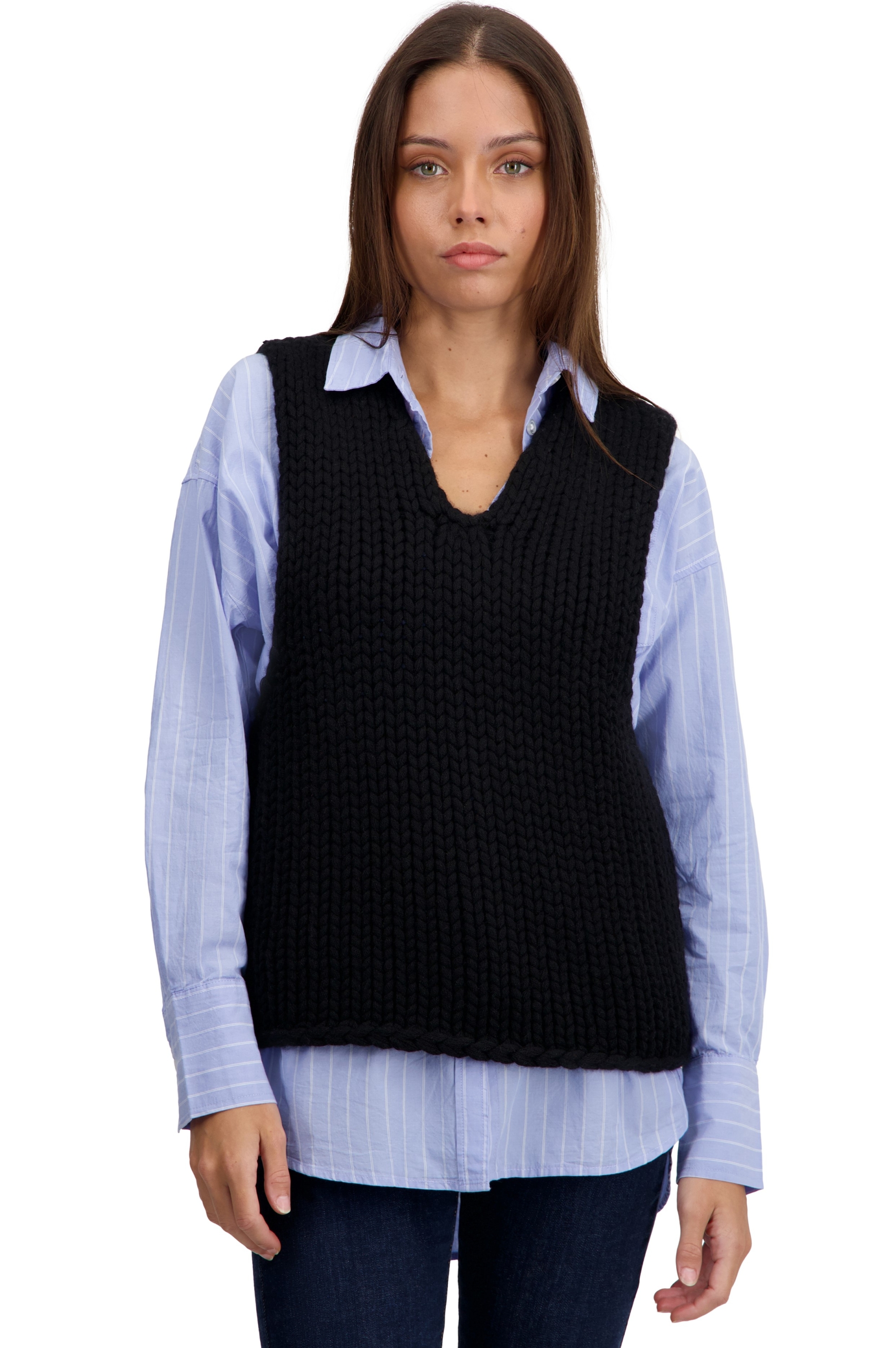Cashmere ladies chunky sweater toscane black 2xl