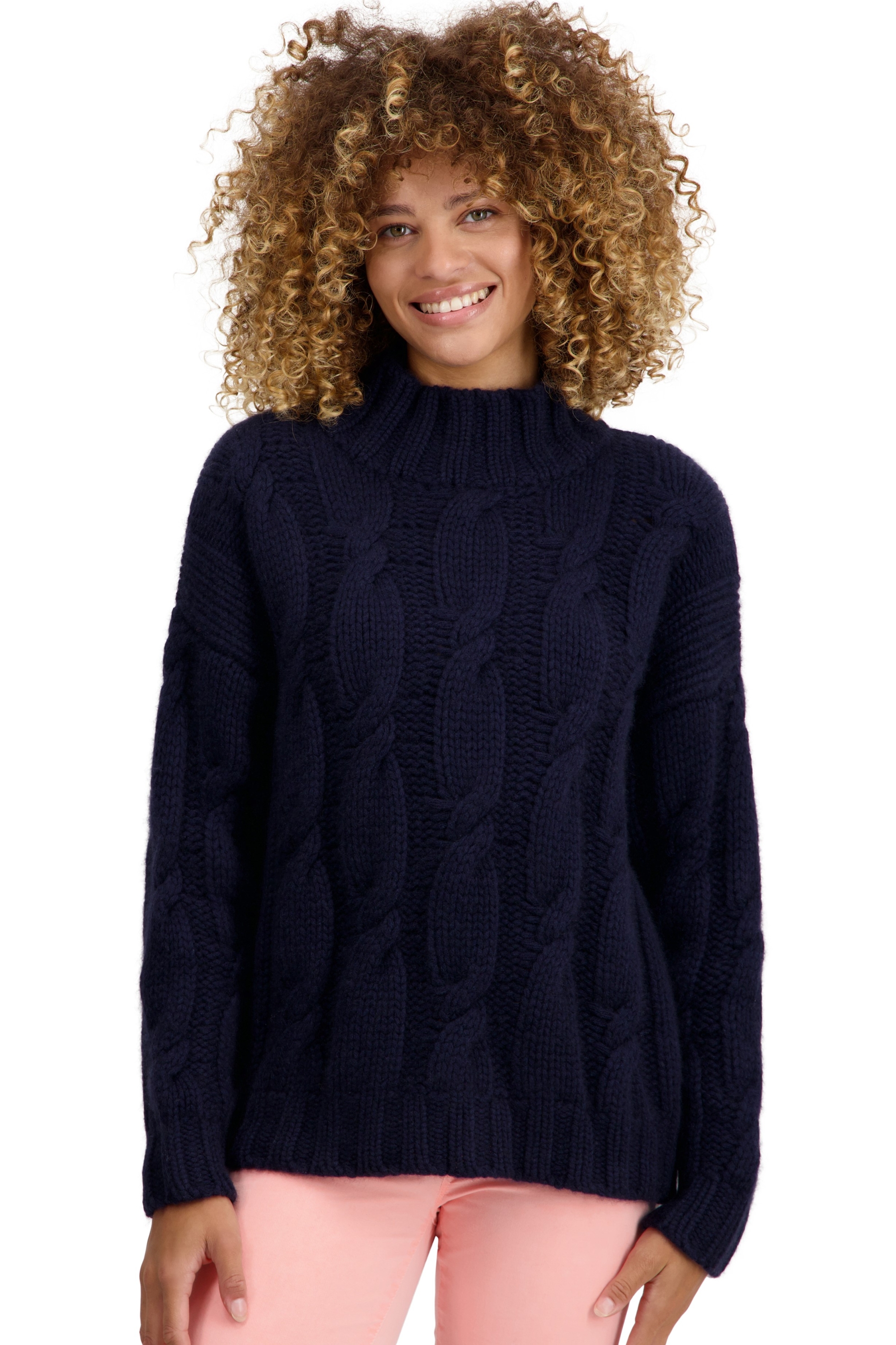 Cashmere ladies chunky sweater twiggy dress blue 2xl