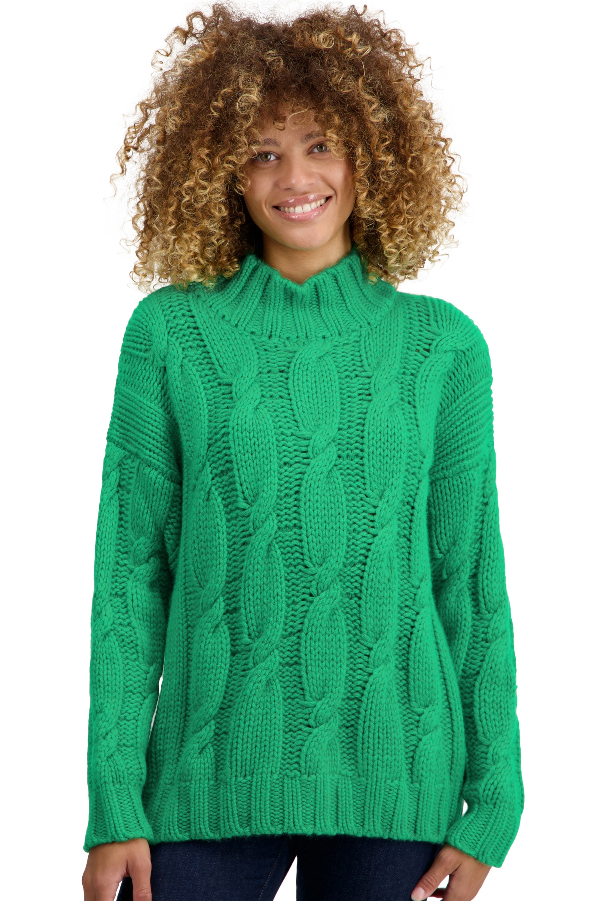 Cashmere ladies chunky sweater twiggy new green m