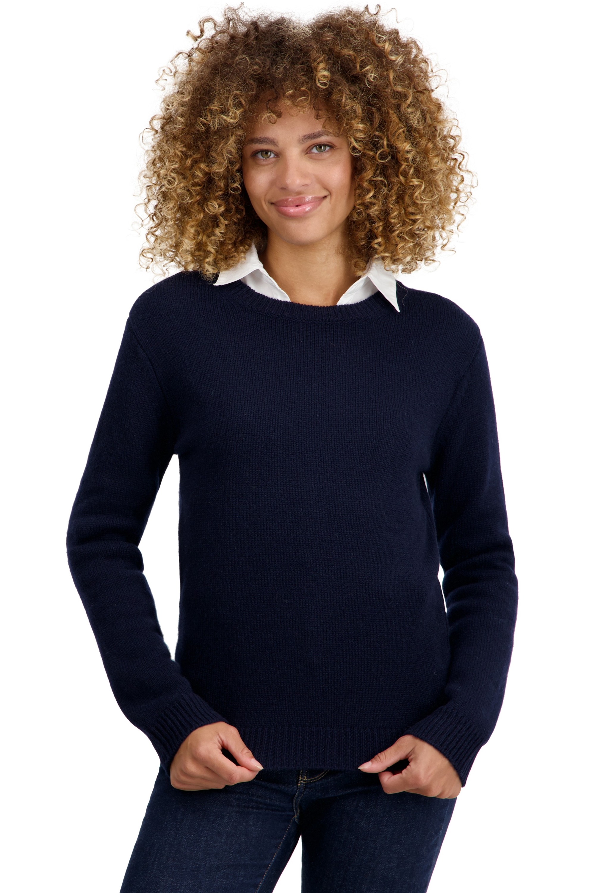 Cashmere ladies chunky sweater tyrol dress blue 4xl