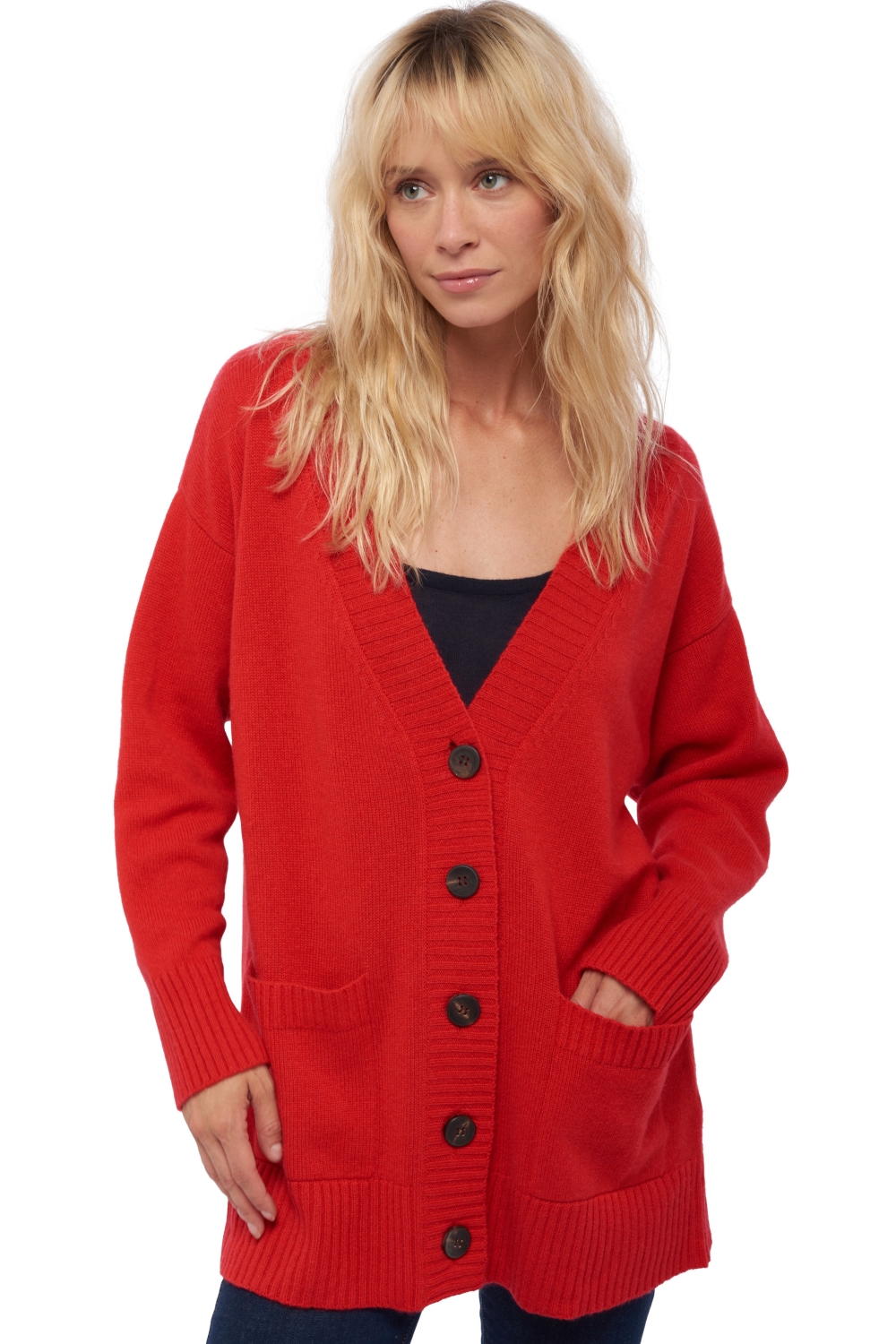 Cashmere ladies chunky sweater vadena rouge 3xl