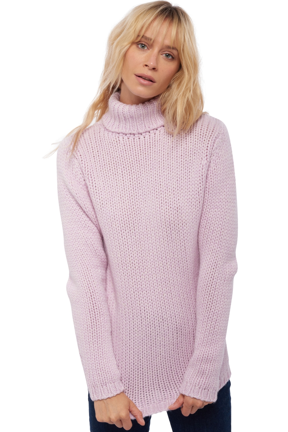Cashmere ladies chunky sweater vicenza lilas shinking violet l