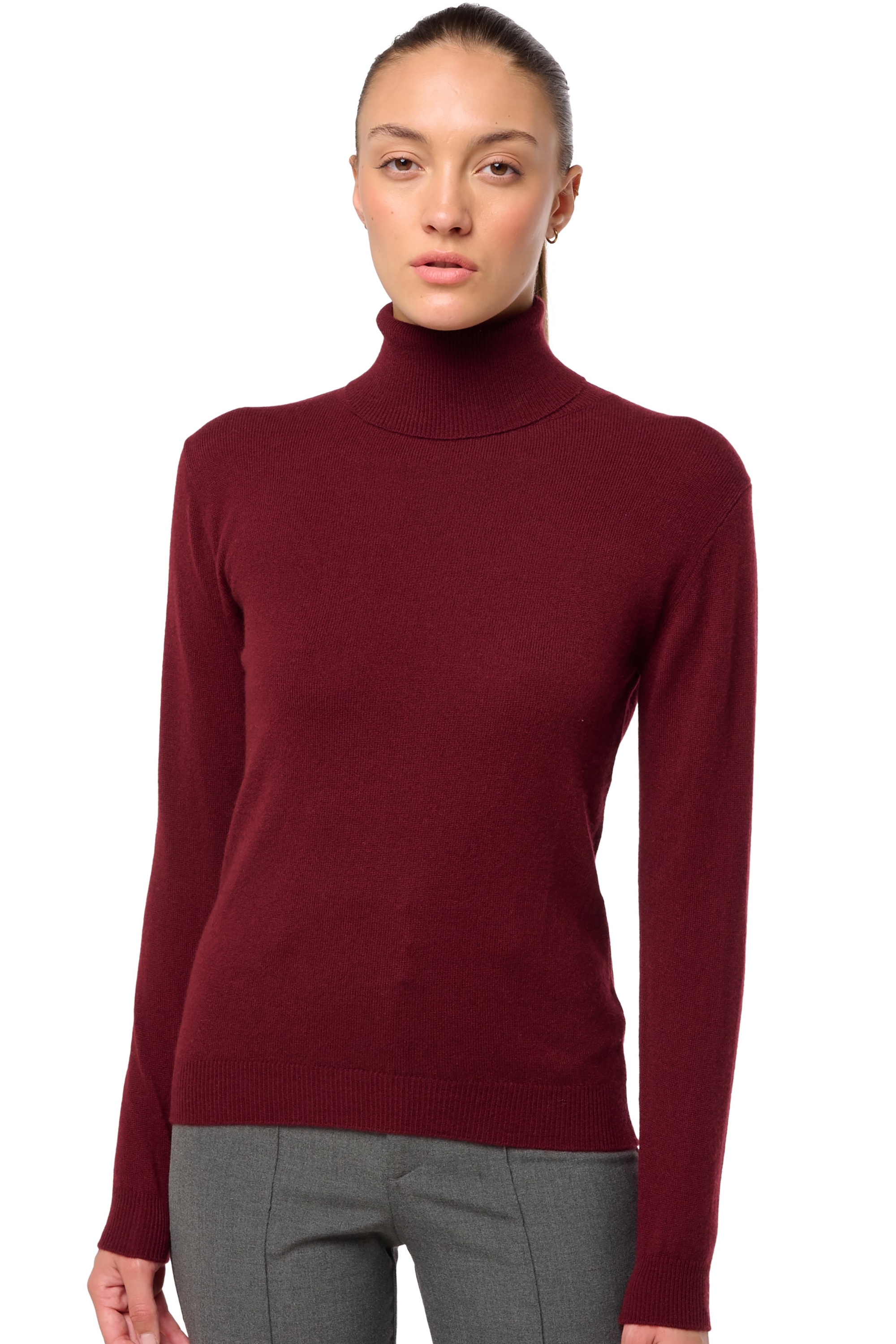 Cashmere ladies roll neck tale first deep violet l