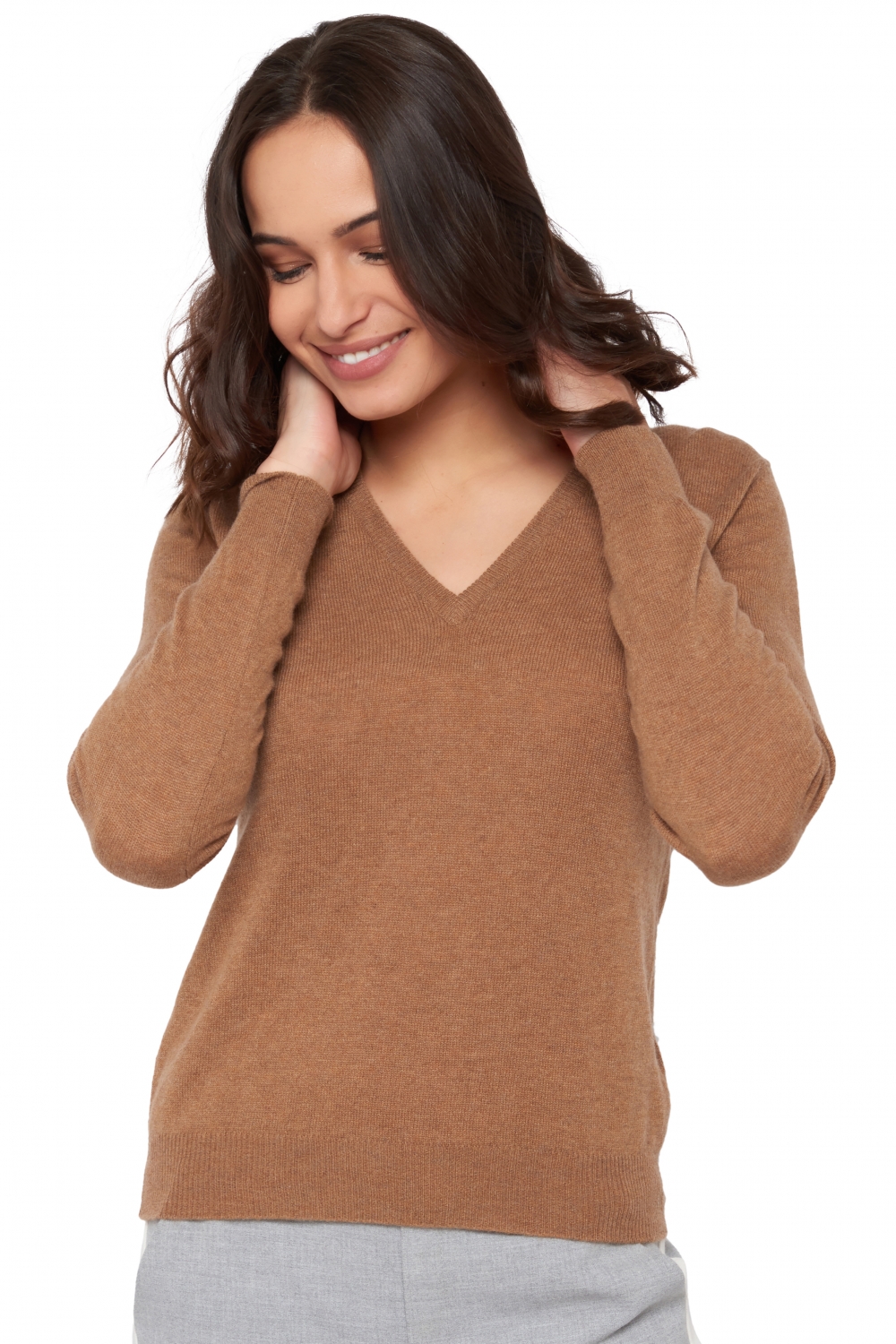 Cashmere ladies spring summer collection faustine camel chine xs