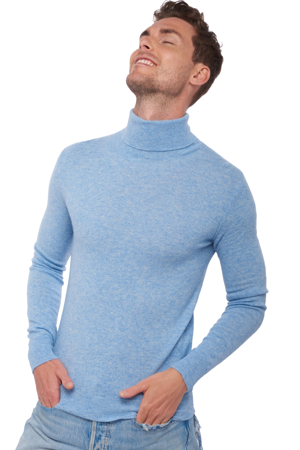 Cashmere men basic sweaters at low prices tarry first powder blue 2xl