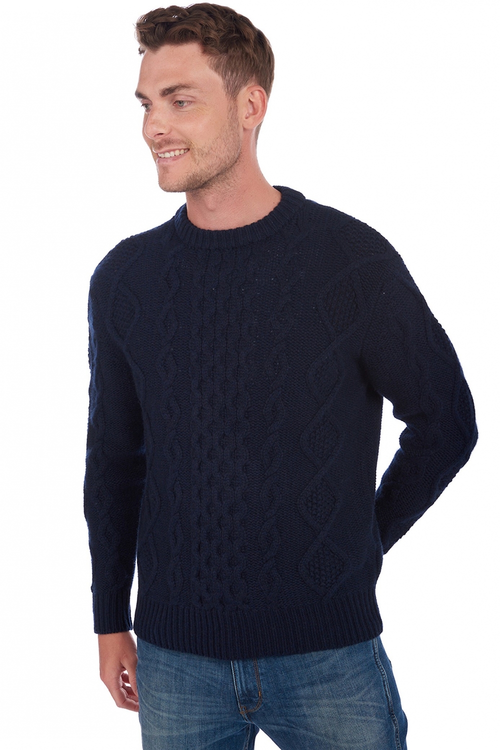 Cashmere men chunky sweater acharnes dress blue 2xl