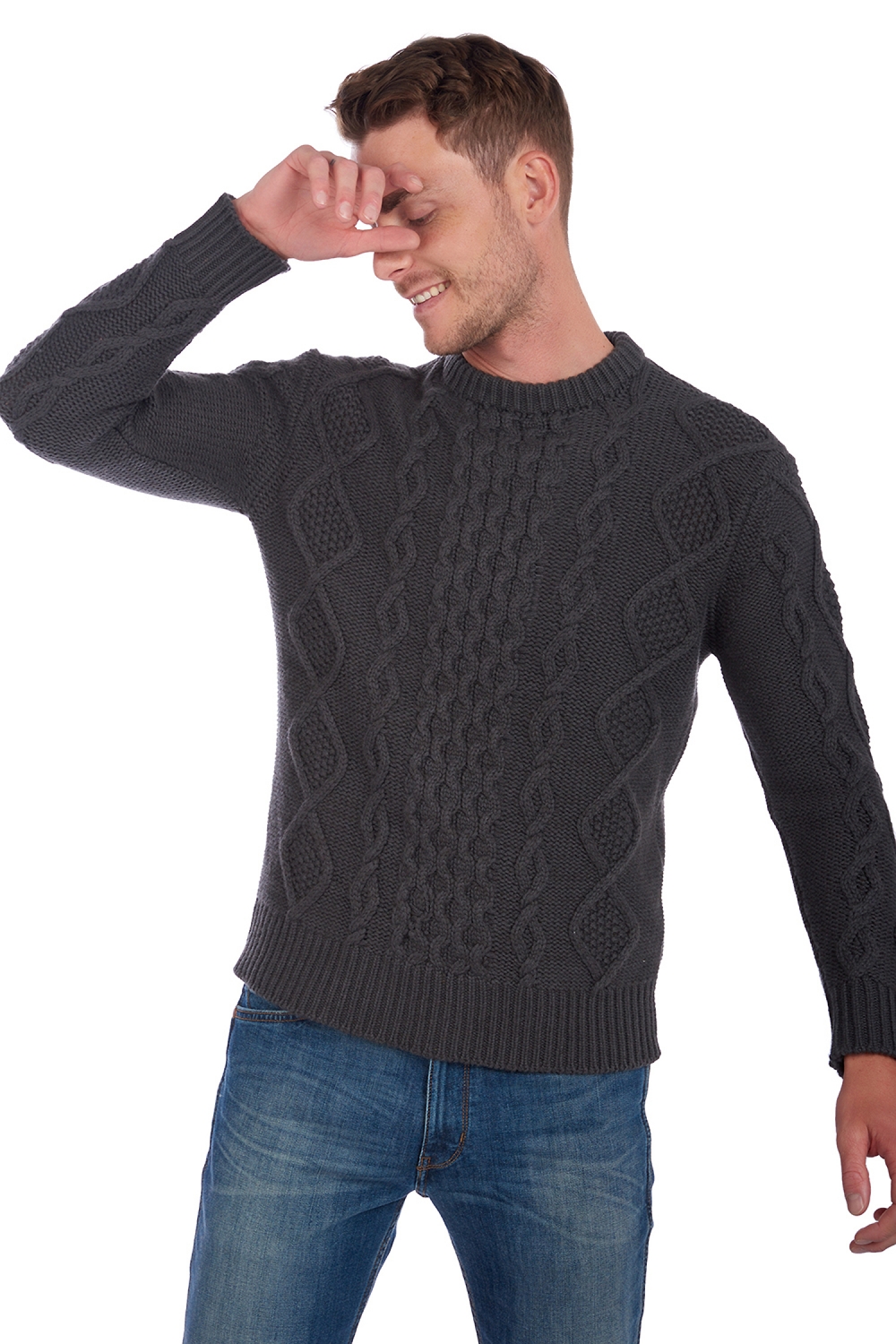 Cashmere men chunky sweater acharnes matt charcoal 2xl