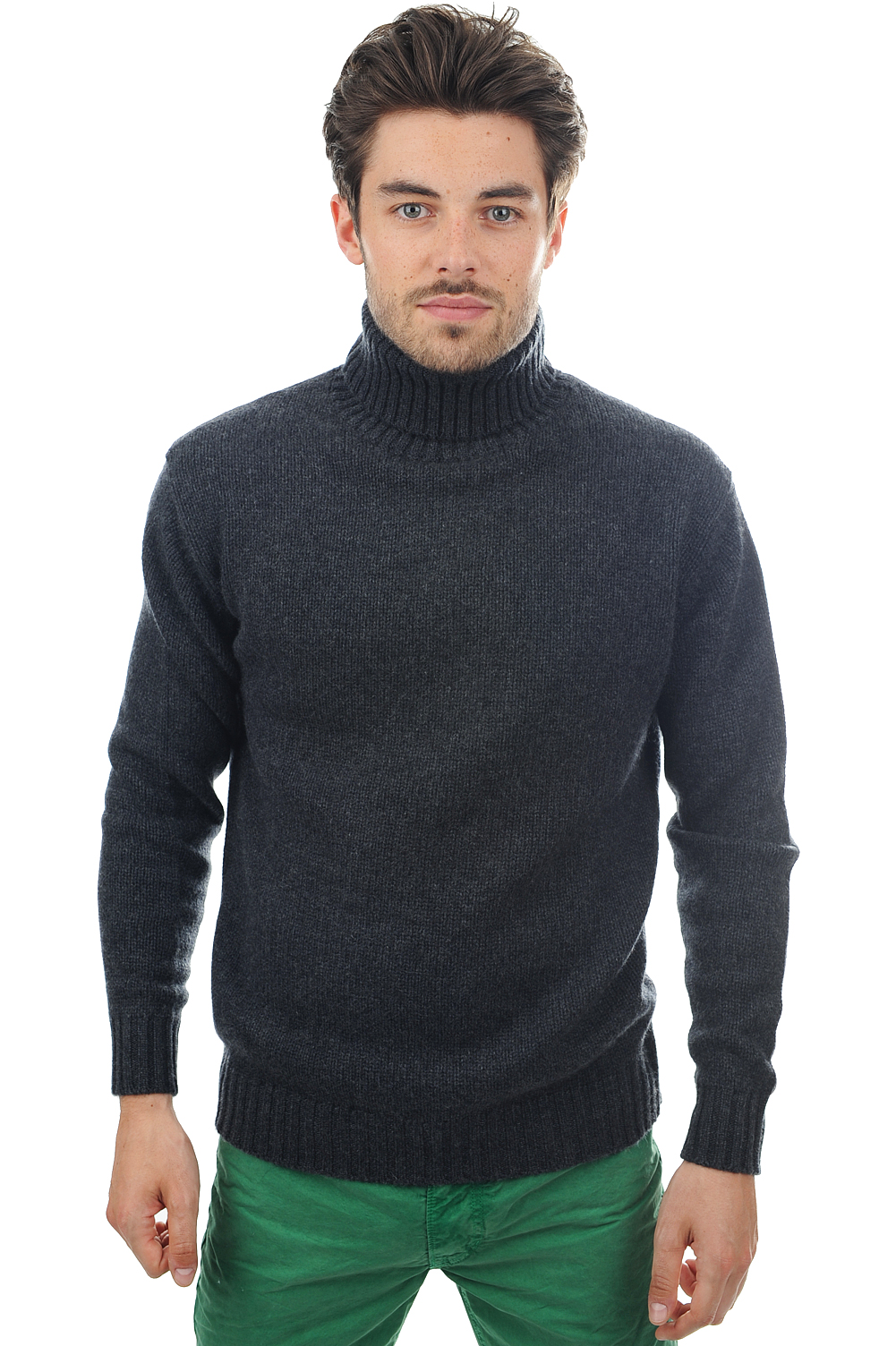 Cashmere men chunky sweater achille charcoal marl 2xl
