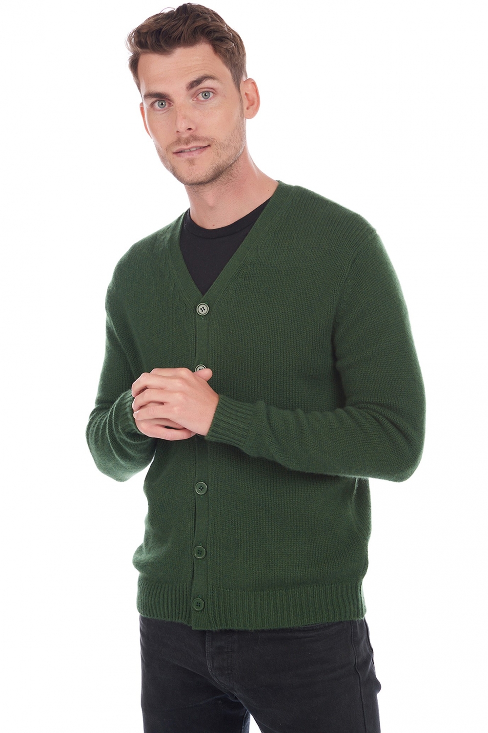 Cashmere men chunky sweater aden cedar xs