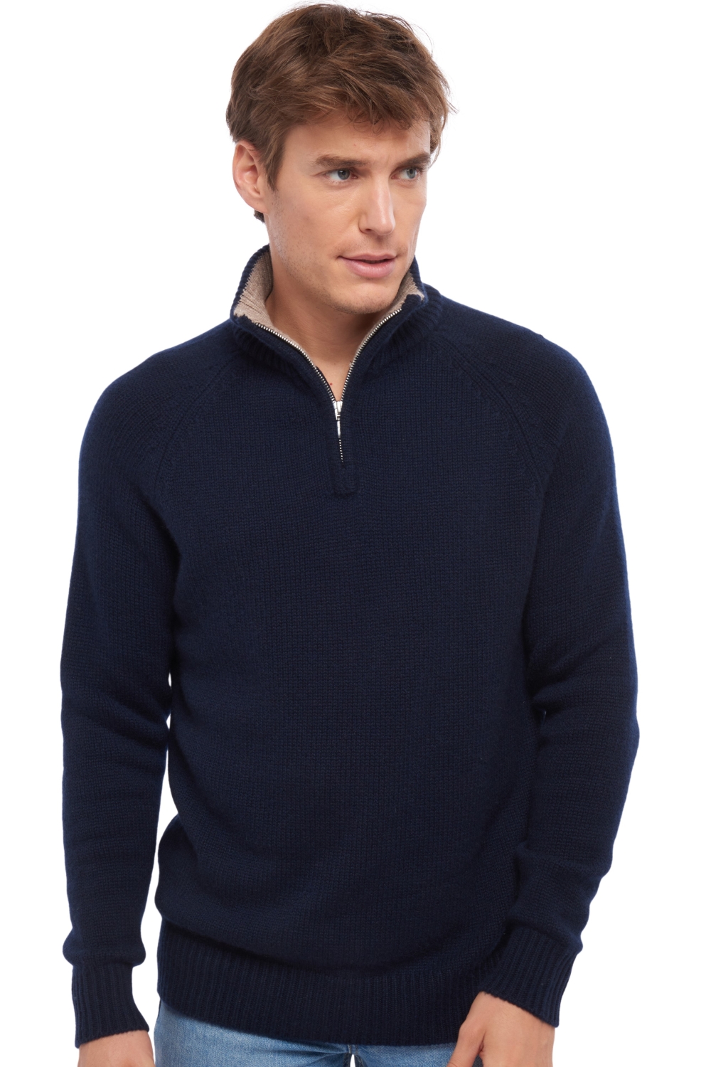 Cashmere men chunky sweater angers dress blue toast 3xl