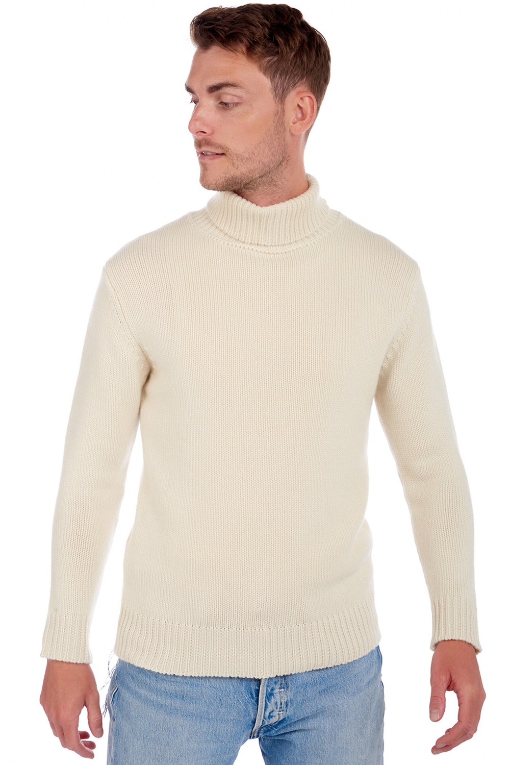 Cashmere men chunky sweater artemi natural ecru 2xl