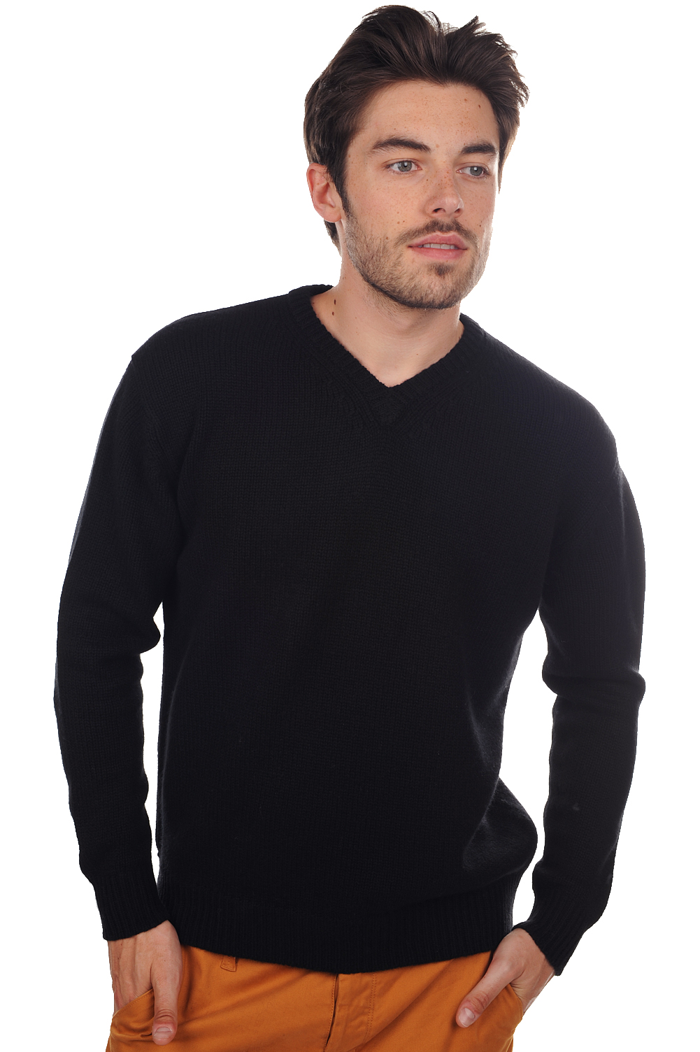 Cashmere men chunky sweater atman black 3xl