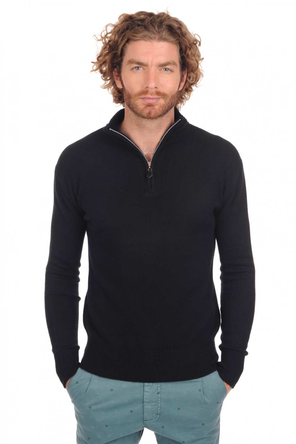 Cashmere men chunky sweater donovan premium black xl