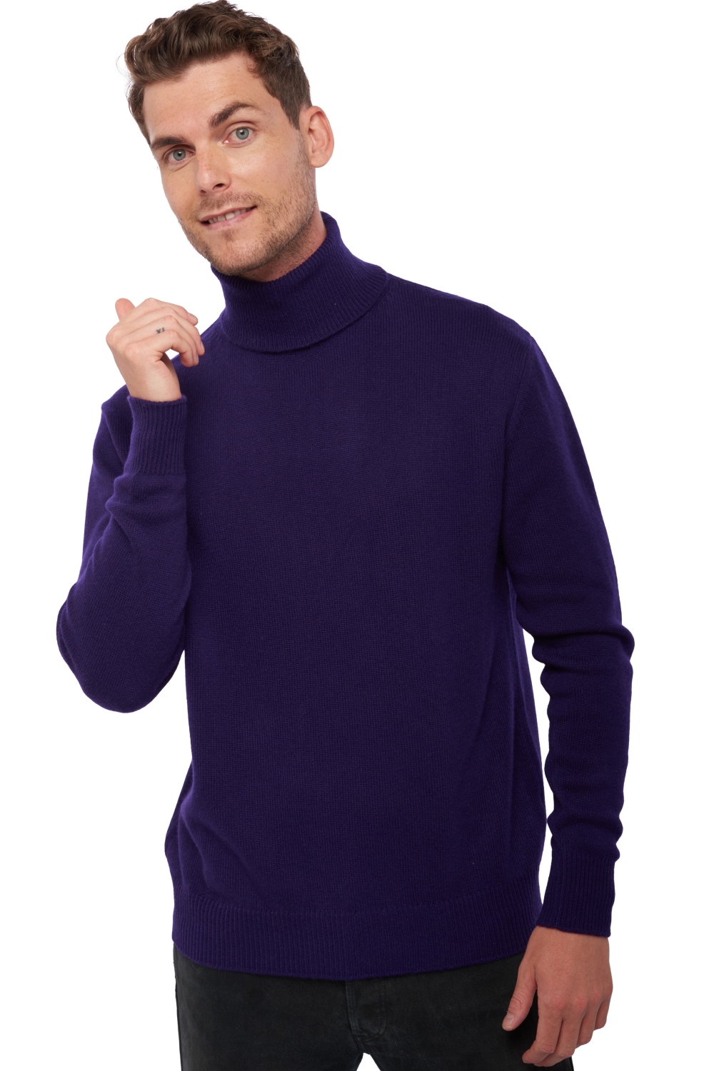 Cashmere men chunky sweater edgar 4f deep purple 4xl