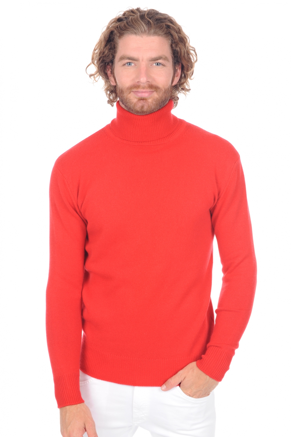 Cashmere men chunky sweater edgar 4f premium tango red xs