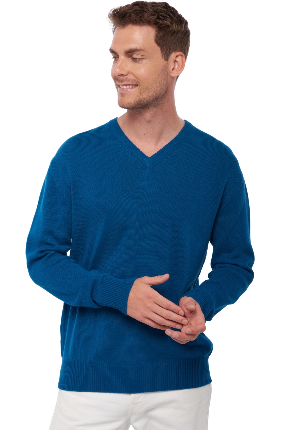 Cashmere men chunky sweater hippolyte 4f canard blue 2xl