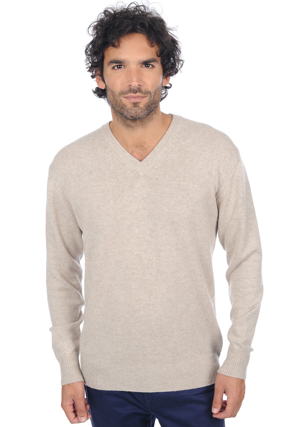 Cashmere men chunky sweater hippolyte 4f premium pema natural s
