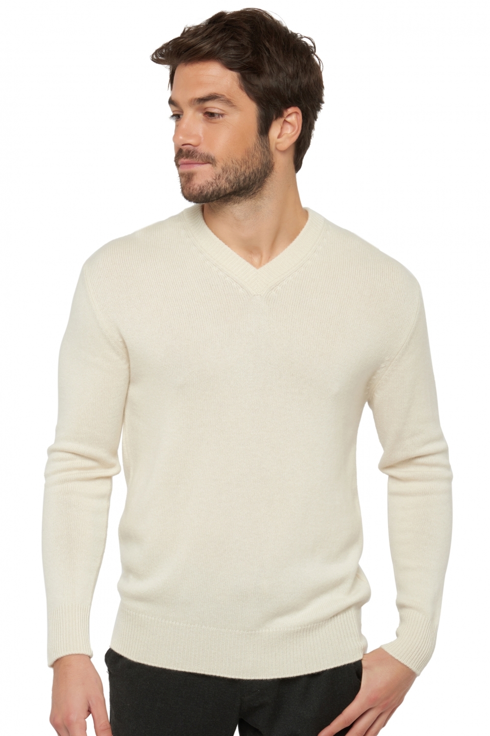 Cashmere men chunky sweater hippolyte 4f premium tenzin natural 3xl