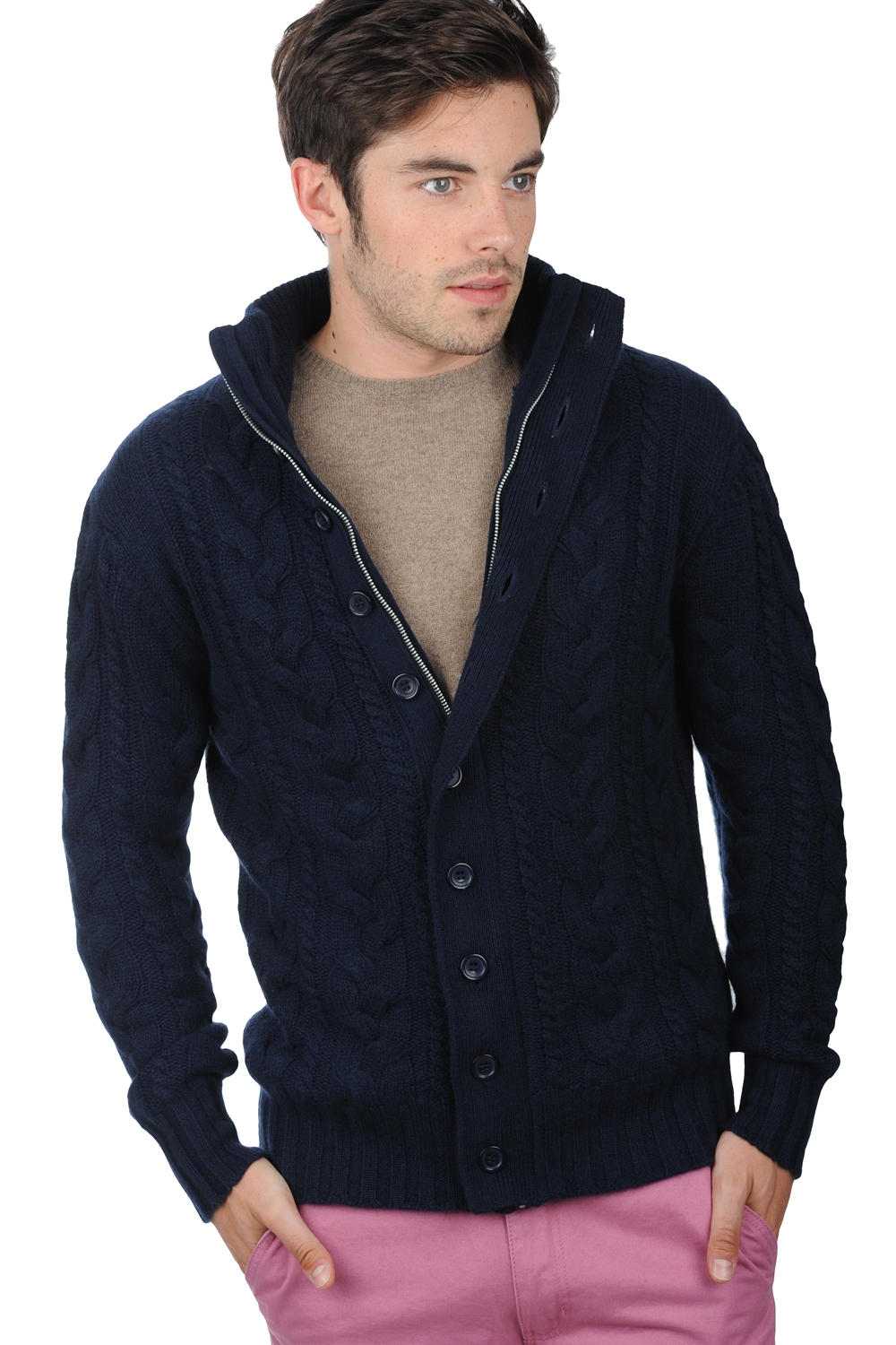 Cashmere men chunky sweater loris dress blue 2xl