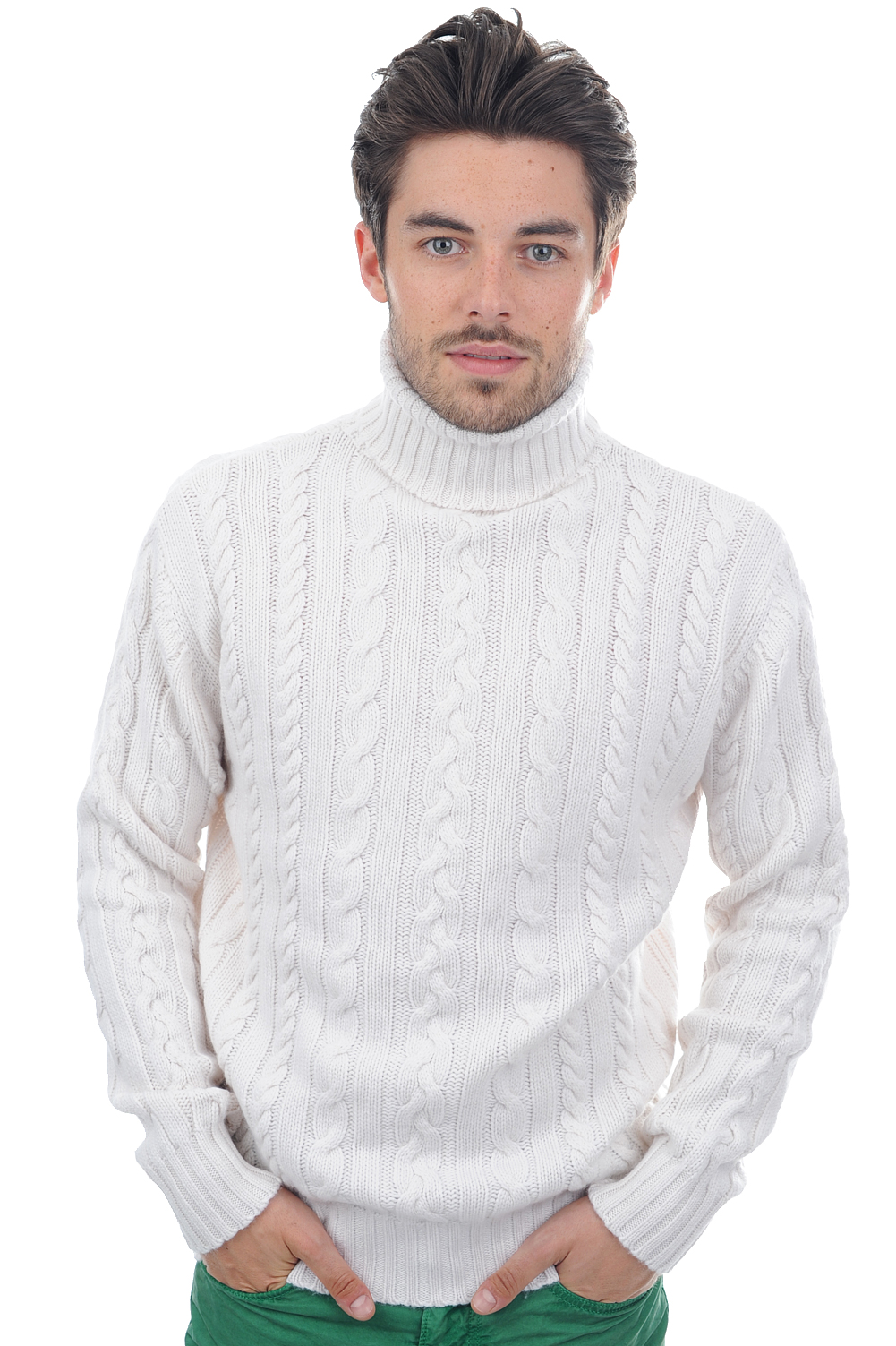Cashmere men chunky sweater lucas off white xs
