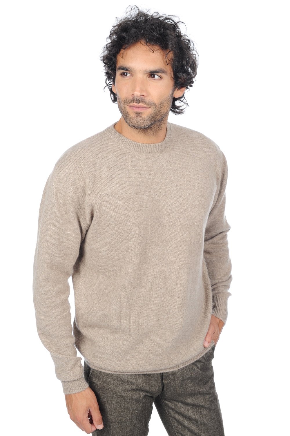 Cashmere men chunky sweater nestor 4f natural brown l