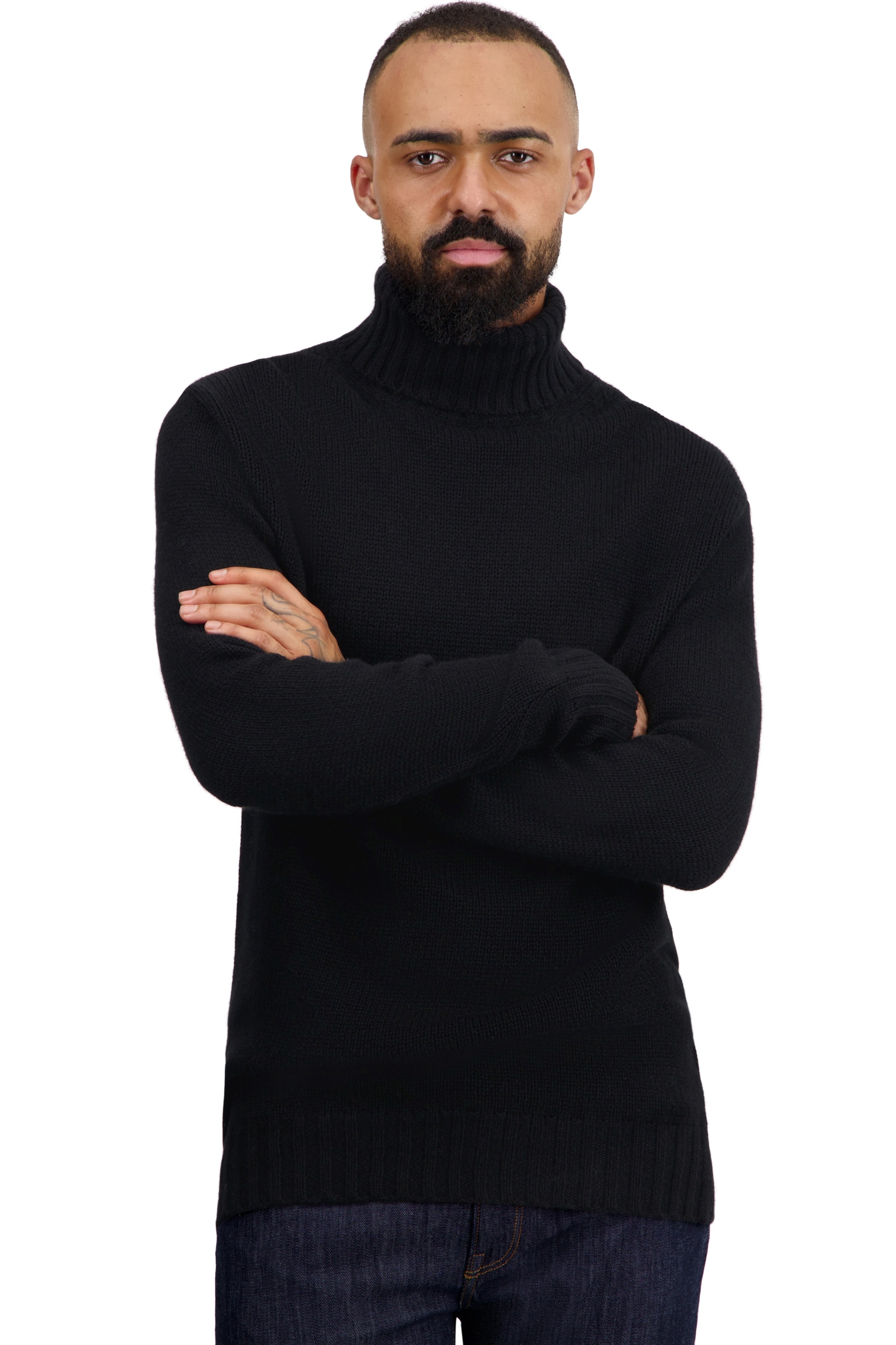 Cashmere men chunky sweater tobago first black m