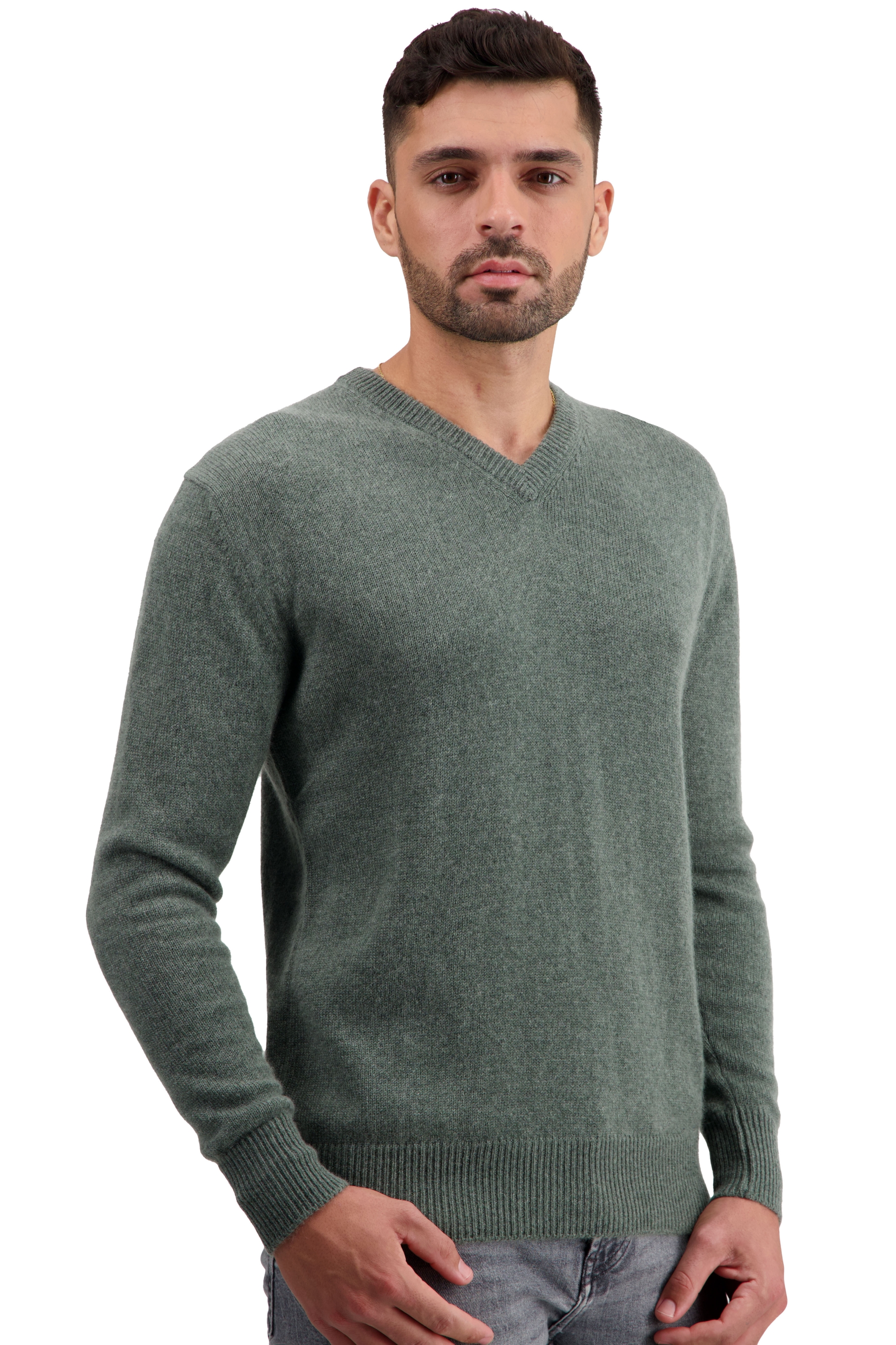 Cashmere men chunky sweater tour first military green l
