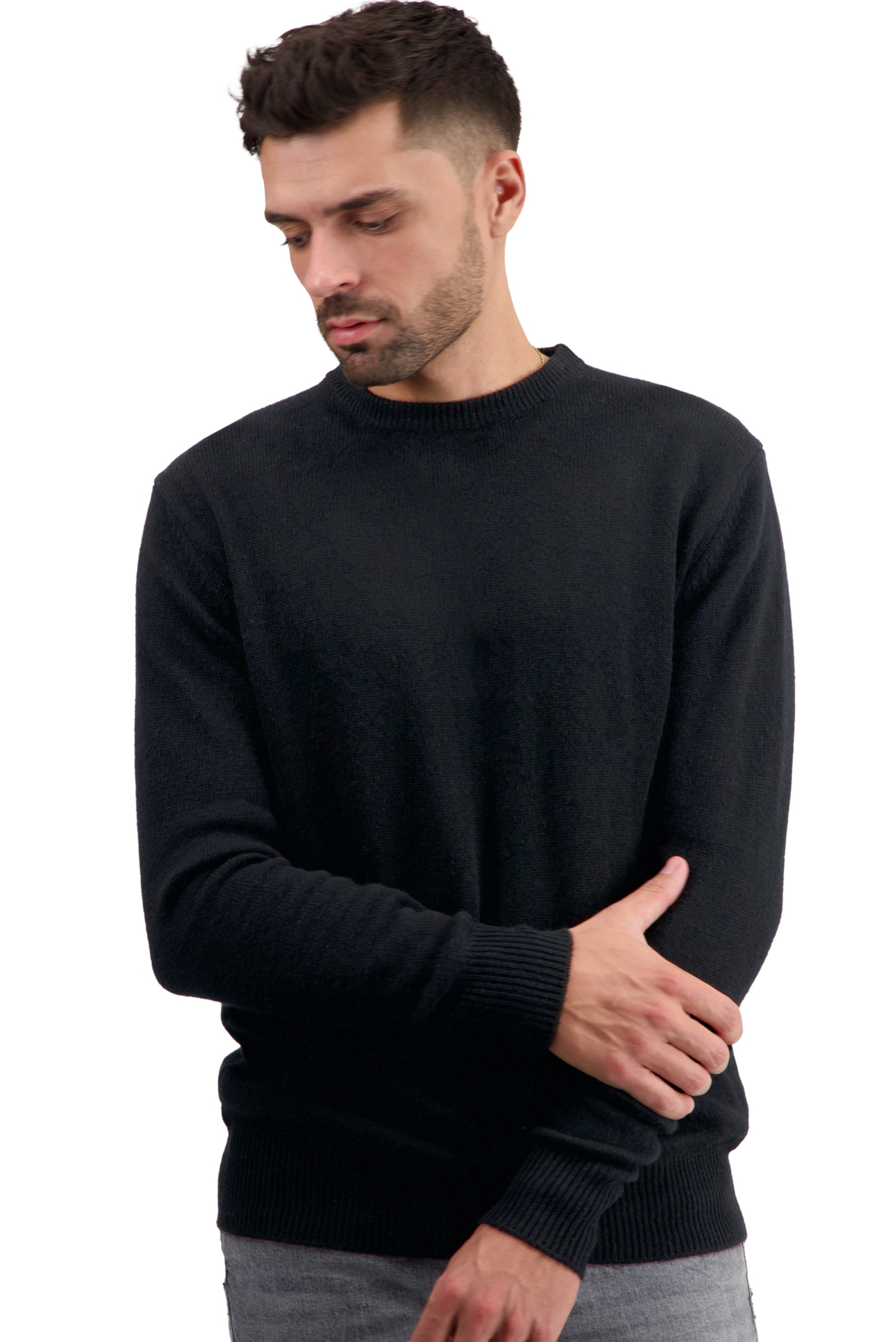 Cashmere men chunky sweater touraine first black 3xl