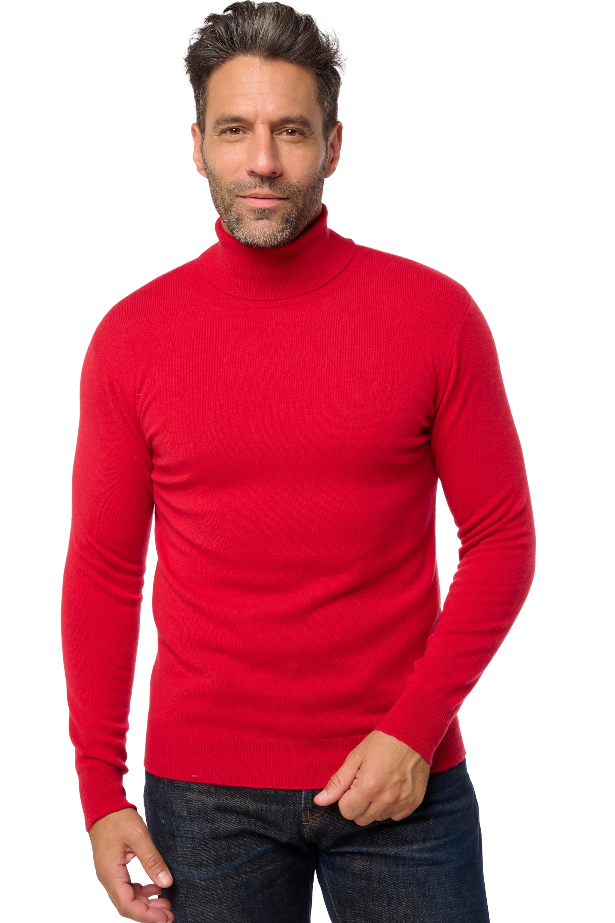 Cashmere men roll neck tarry first deep red 2xl