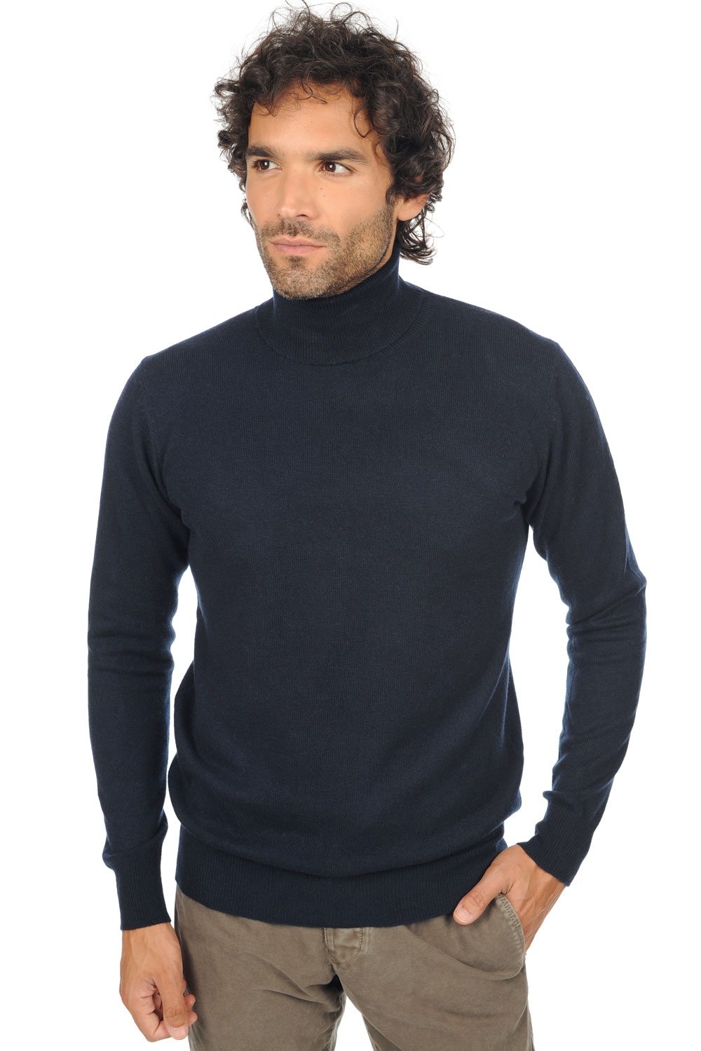 Cashmere men roll neck tarry first dress blue 2xl