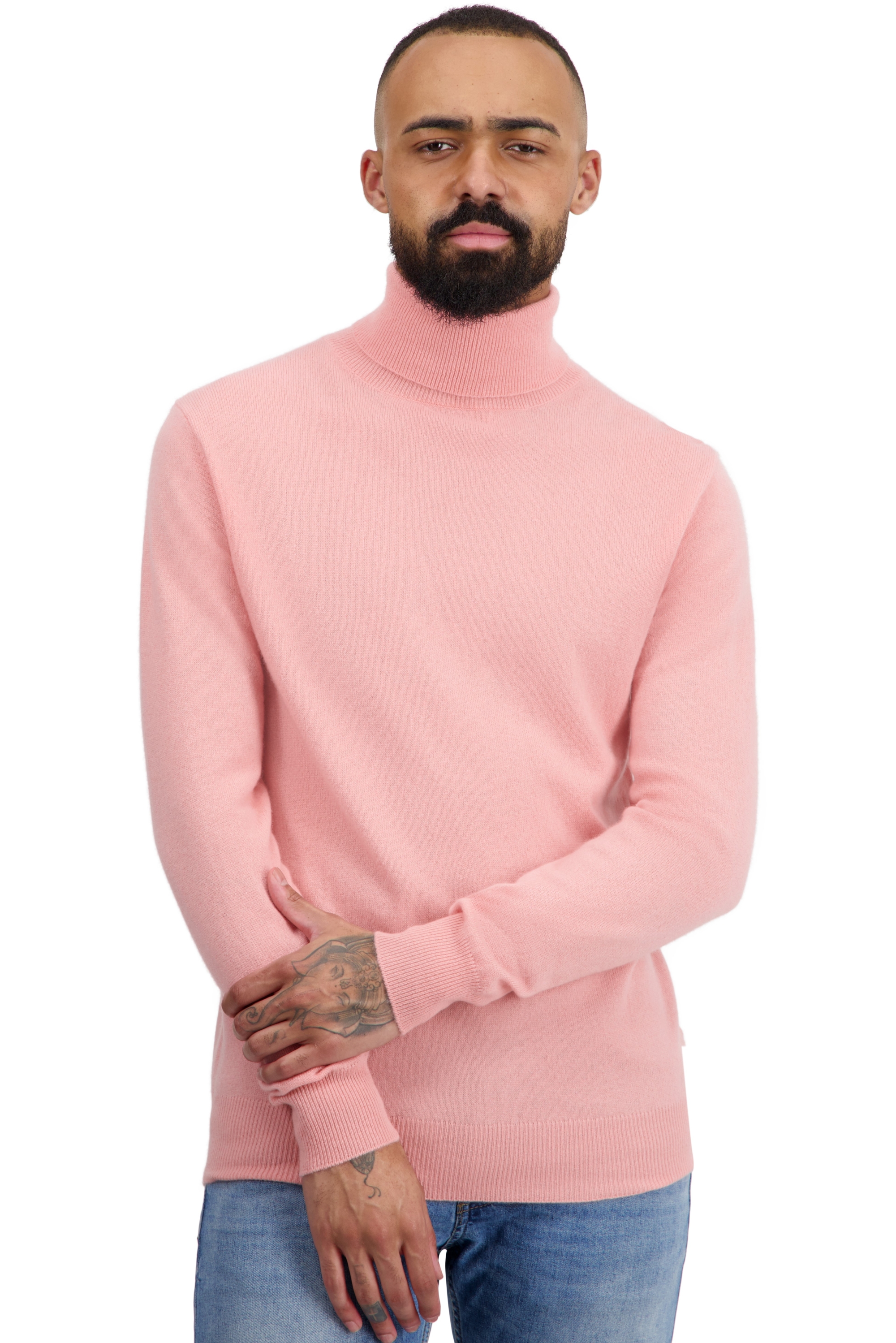 Cashmere men roll neck tarry first tea rose s