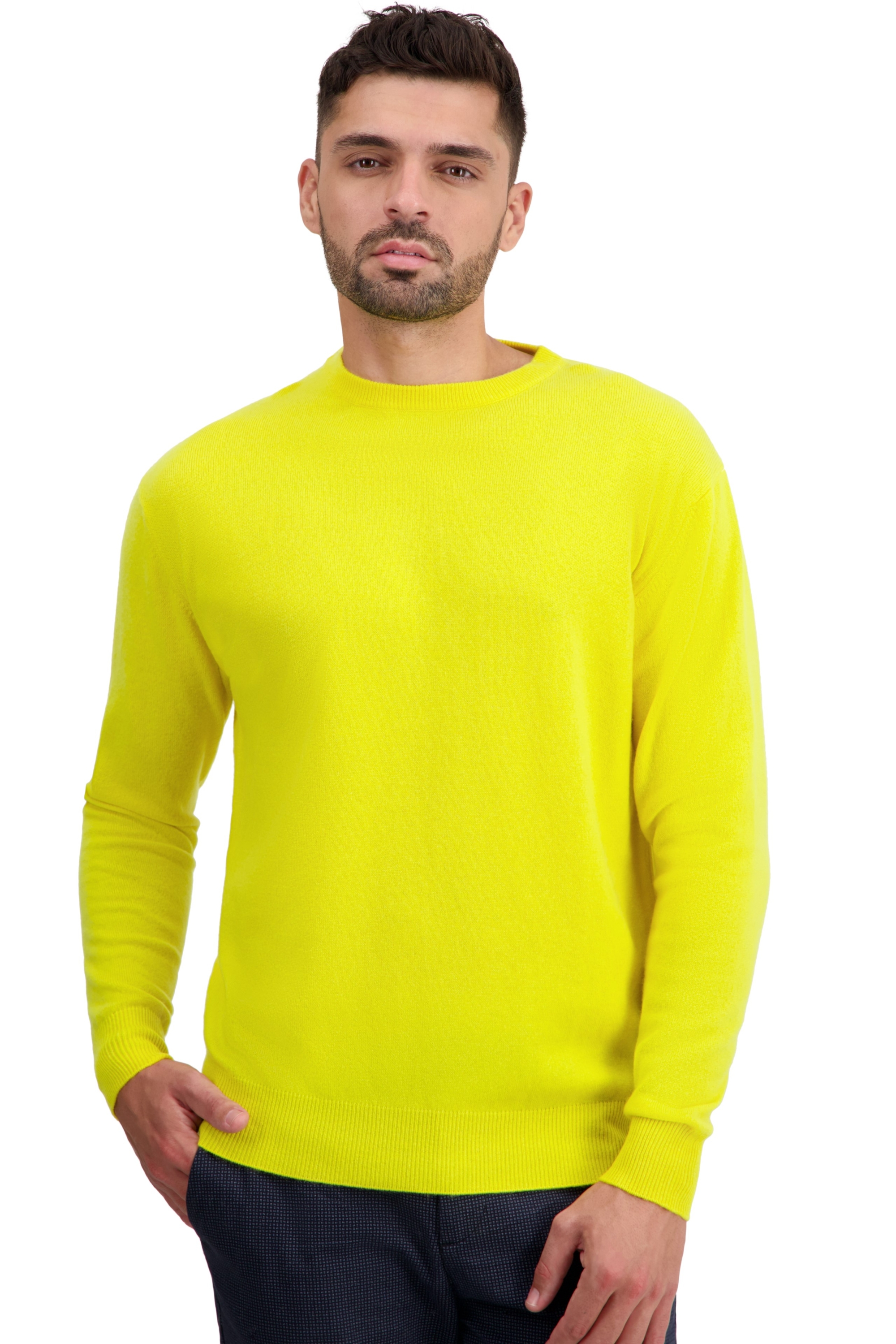 Cashmere men round necks nestor jaune citric l