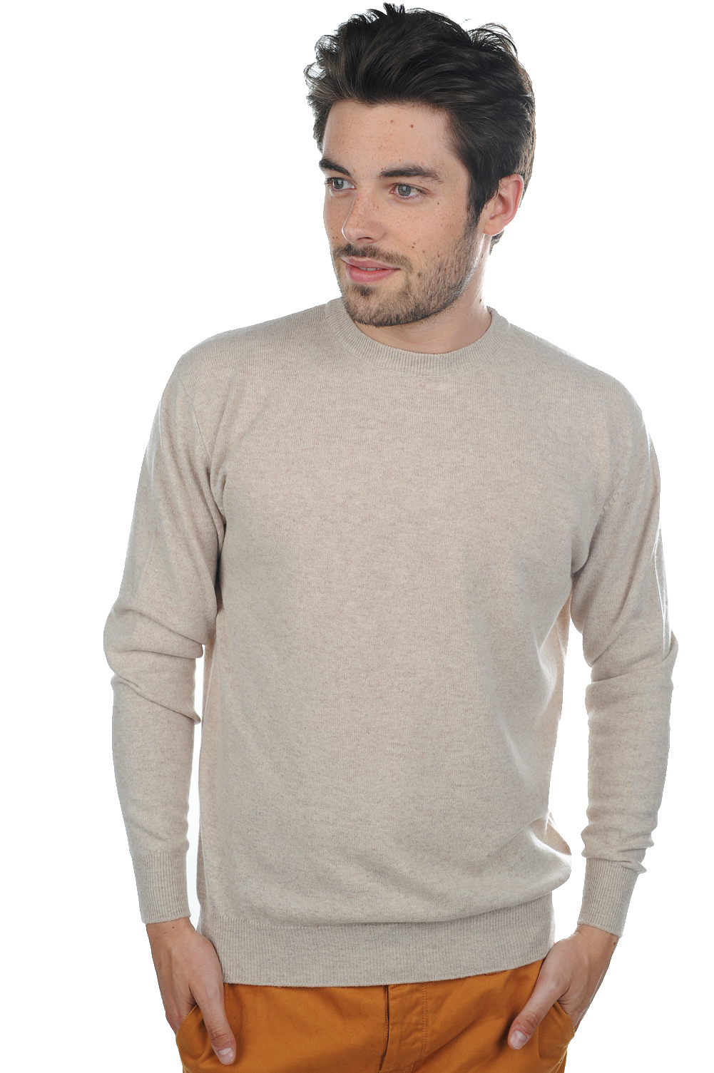 Round neck, ribbed borders 6cm 100% cashmere, 2 ply.