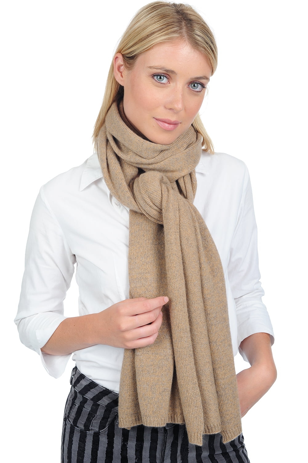 Cashmere men scarves mufflers gribouille beige gris 210 x 45 cm
