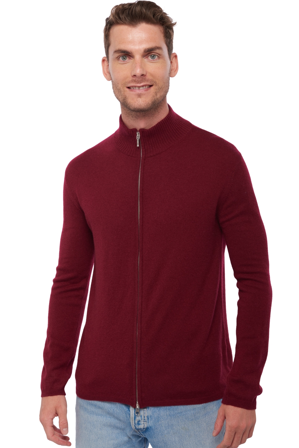 Cashmere men zip hood elton bordeaux 2xl