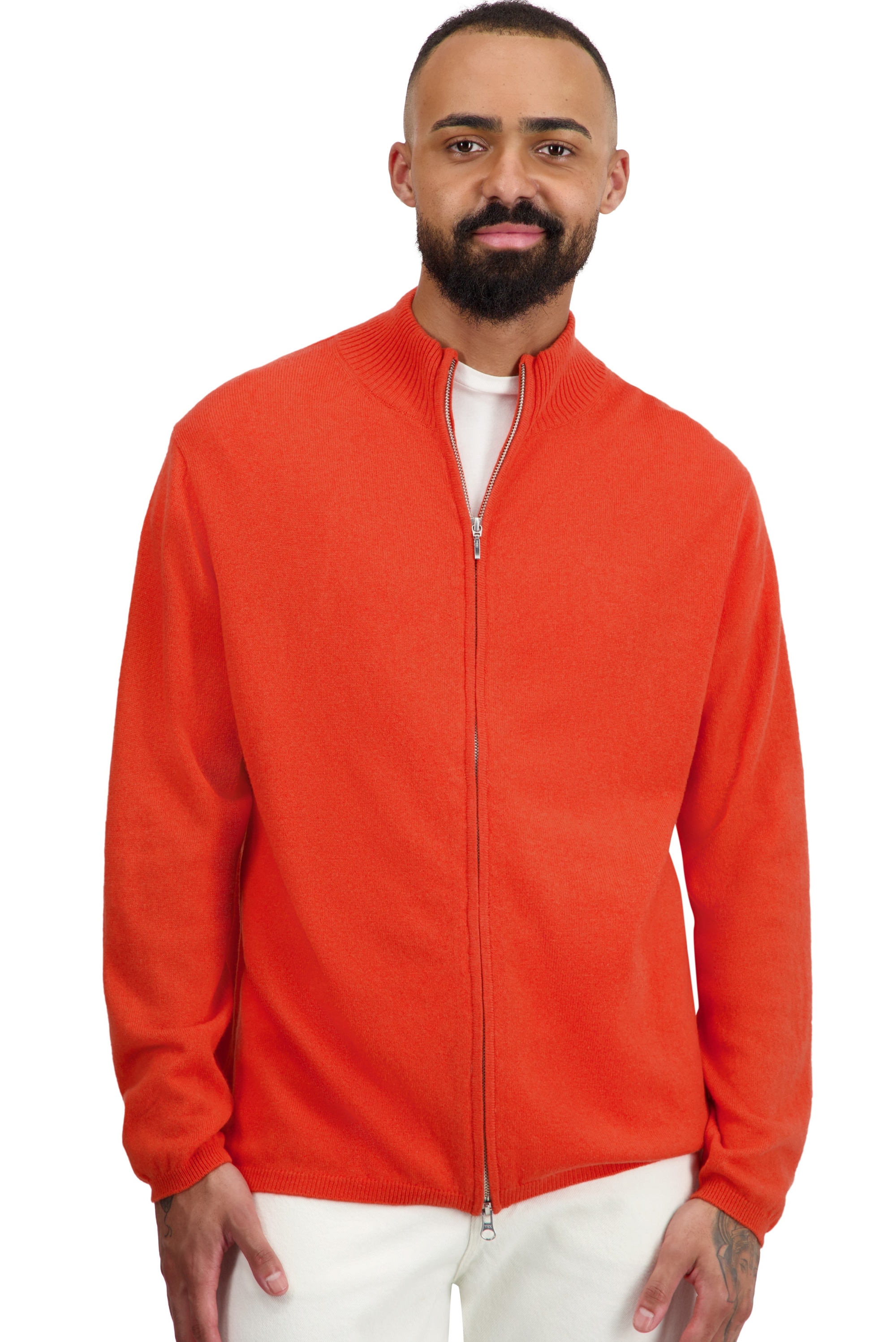 Cashmere men zip hood elton paprika 2xl